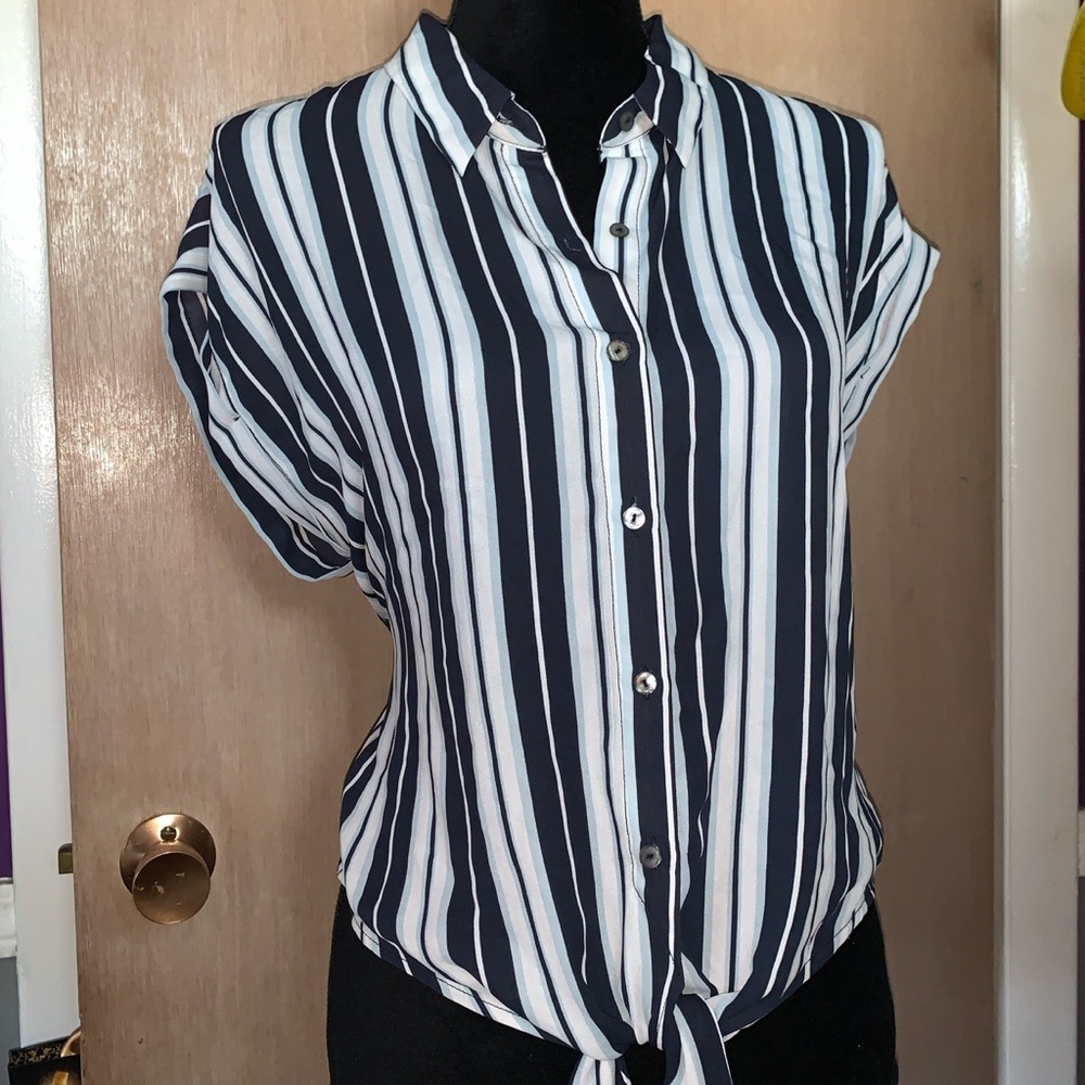 Stripe Blue/White Collar Blouse